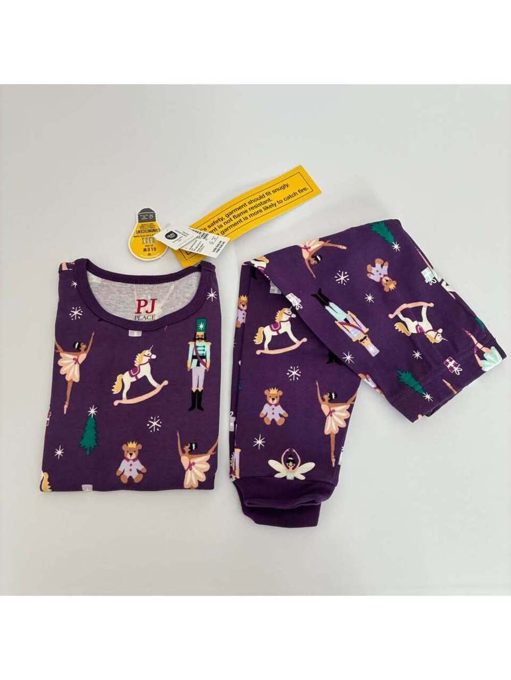 PJ Place Glow in the Dark Christmas Ballet Pajama Set 18-24M NWT 100% Cotton